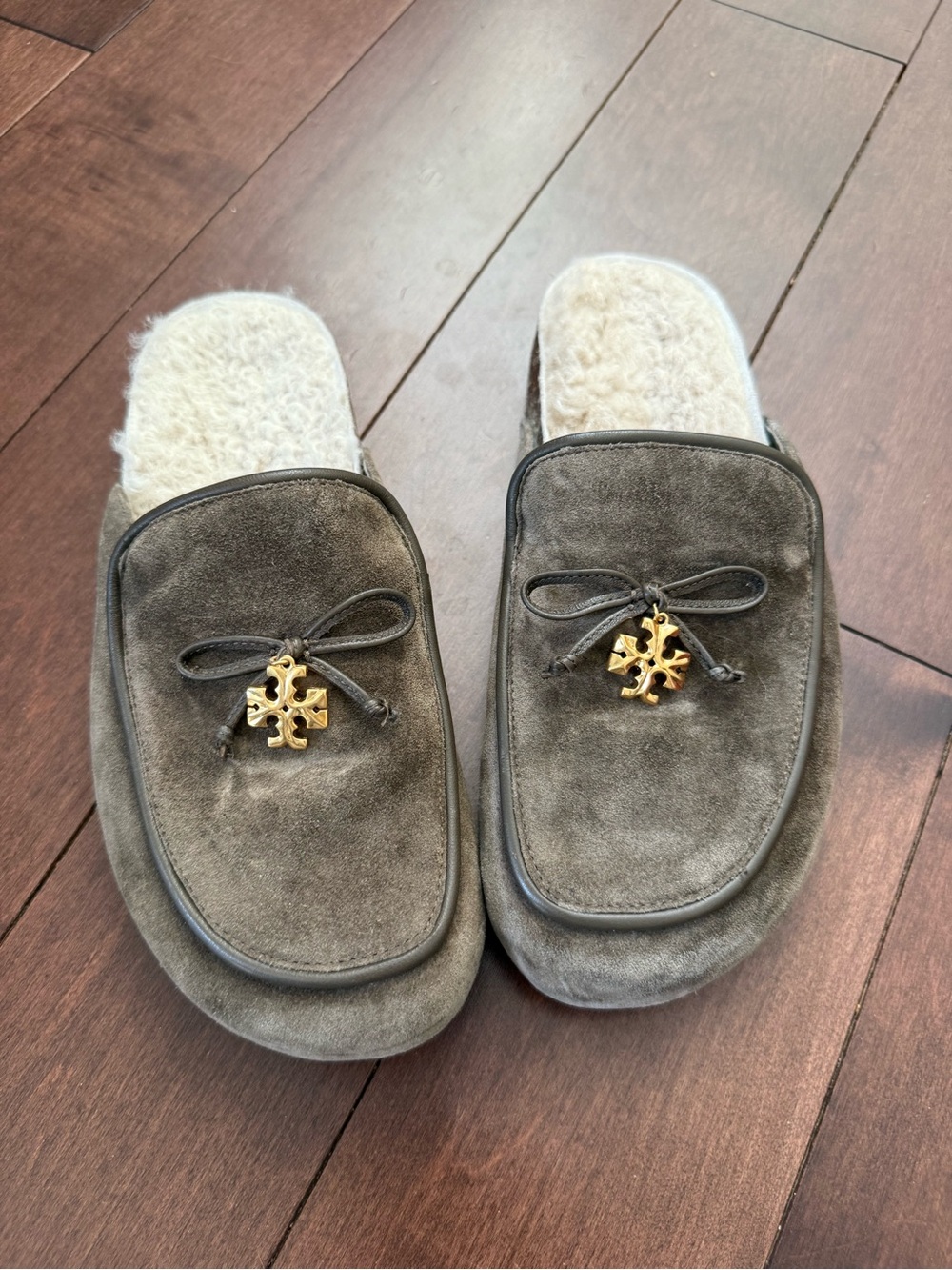 Tory Burch Olive Shearling Mule